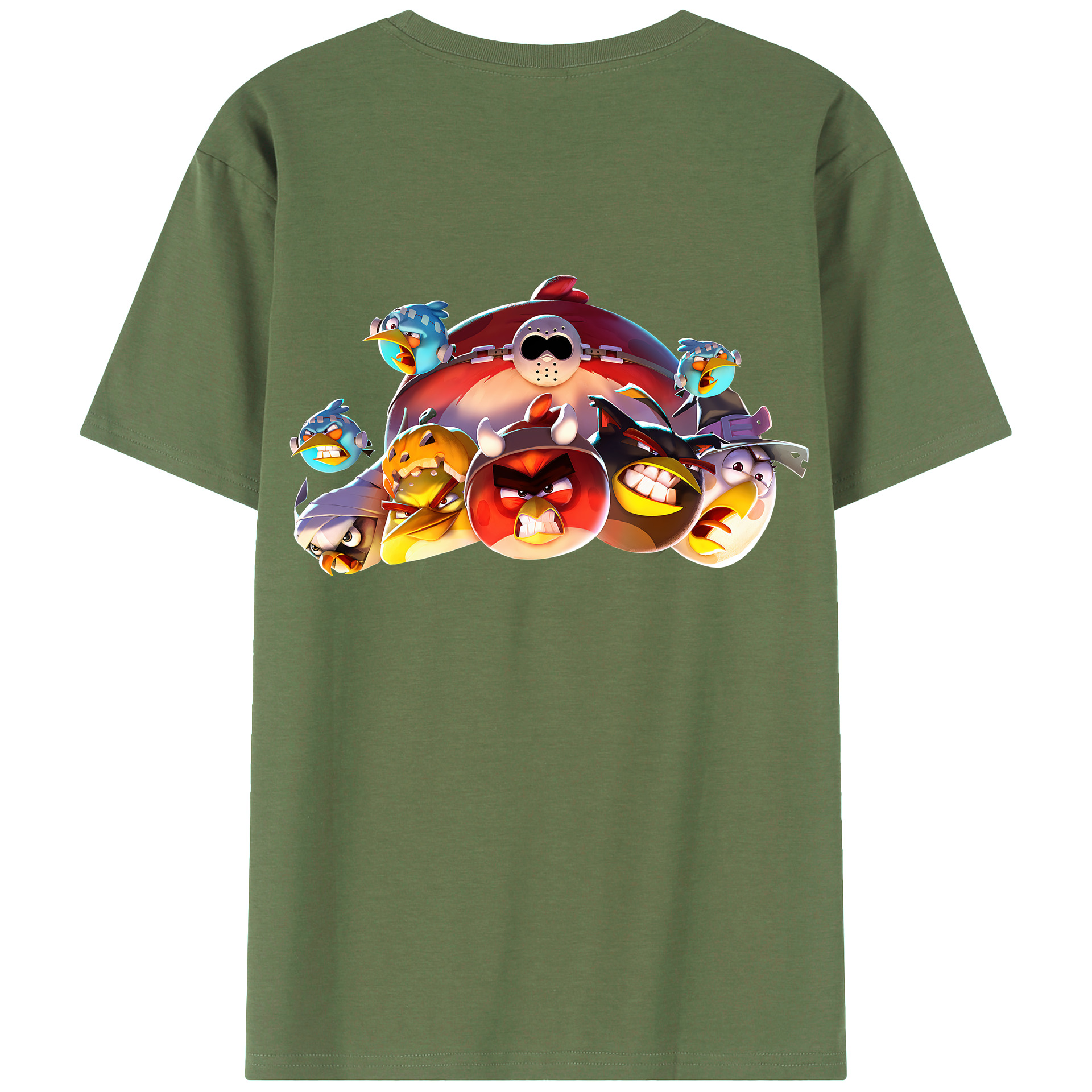 （画像用） Angry Birds アングリーバード 綿100％ メンズ半袖Tシャツ（バックプリント） 通気性